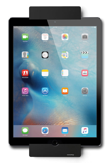 The sDock electronic is a versatile and sleek wall mount holding a Ipad with a home screen