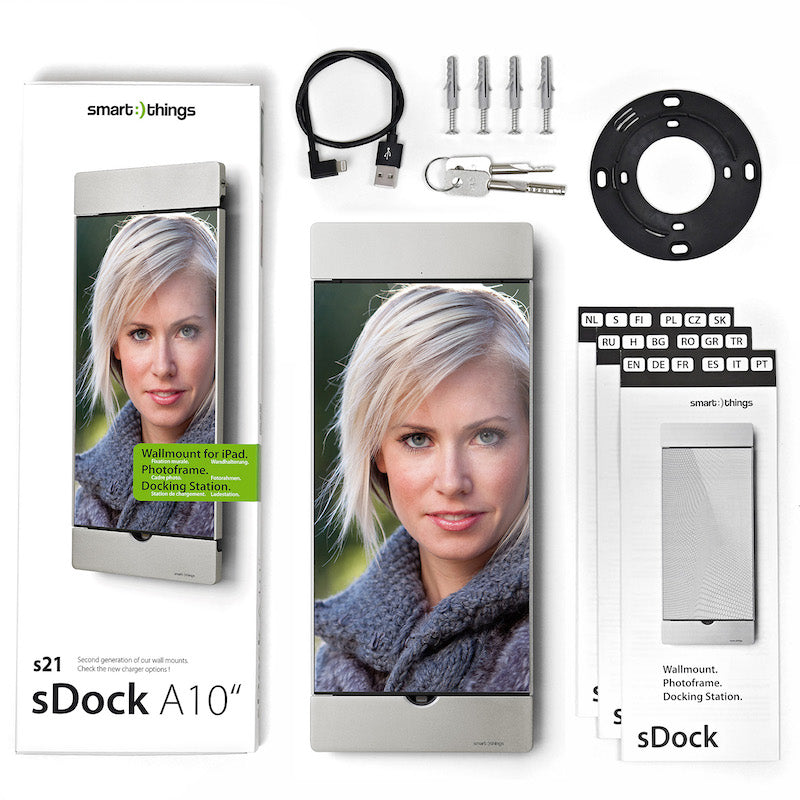 The sDock electronic is a versatile and sleek wall mount completed with all the instructions and keys for it