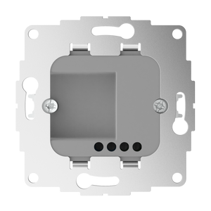 Metal mounting frame for electrical wall socket, showing internal box and screw holes