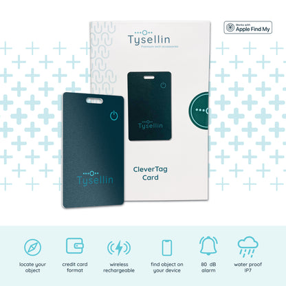 Tysellin CleverTag -  Card-sized Apple AirTag compatible tracker