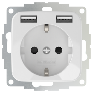 Power outlet, two built-in USB chargers that delivers fast charging, white 